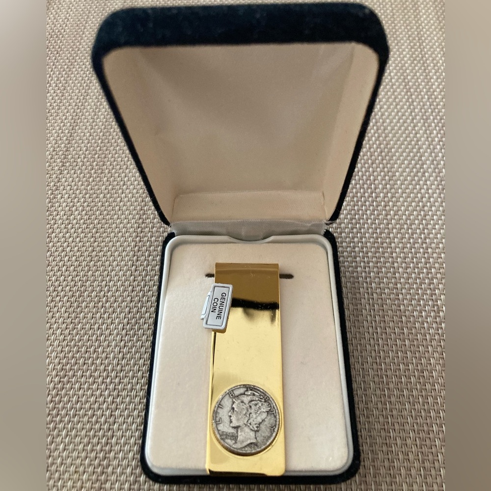 Money Clip with Authentic Mercury Silver Dime Coin, New